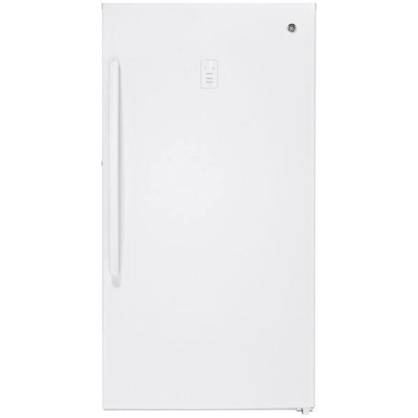 GE 17.3 cu. ft. Frost Free Garage Ready Upright Freezer with Glass Shelves in White