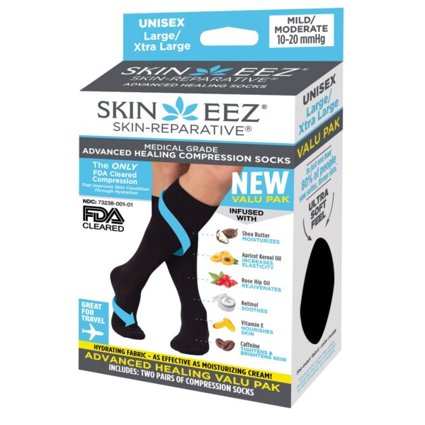 Skineez Medical Grade Advanced Healing Compression Socks, 2-Pack, Mild/Moderate
