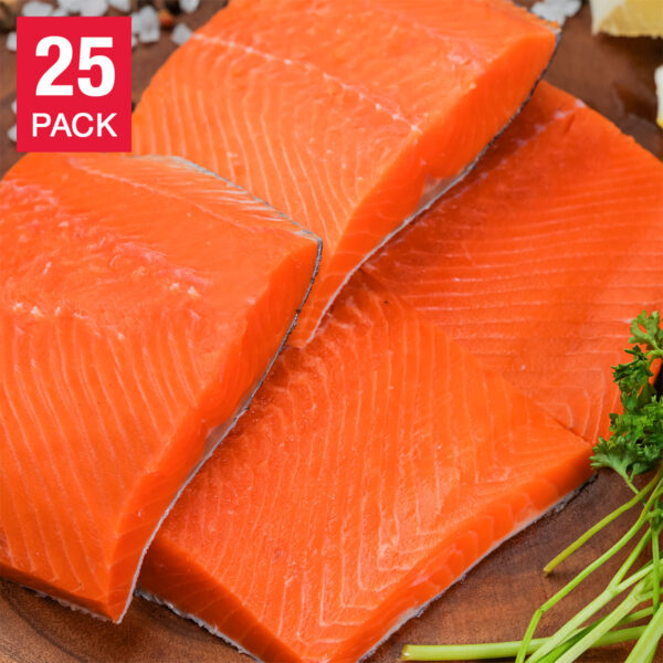 Northwest Fish Wild Alaskan Sockeye Salmon Fillets Total 25 Count, 1 Case Totaling 10 Lbs.