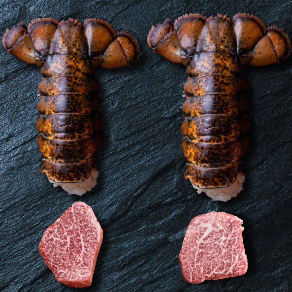 A5 Wagyu Surf & Turf Pack, Cold Water Lobster Tails & Japanese A5 Wagyu Filet Mignon, Total 4 Packs
