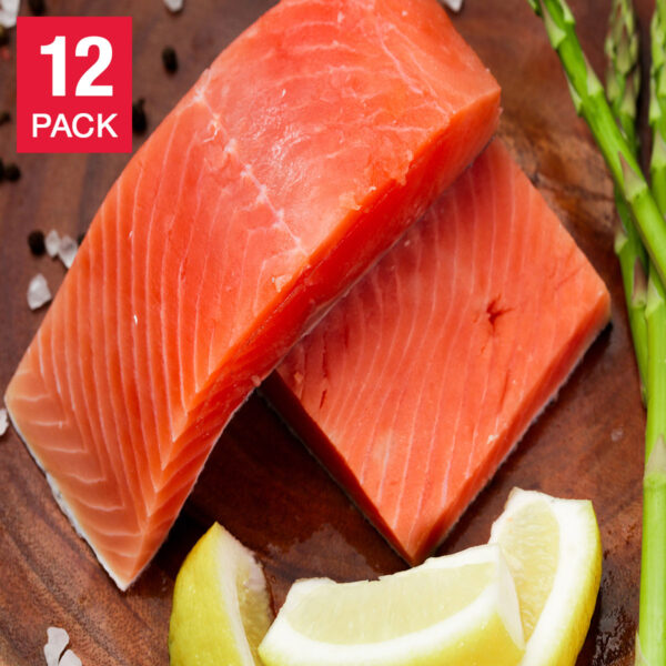 Northwest Red King Salmon Portions, 12 Total Count, 1 Case Totaling 6 Lbs.