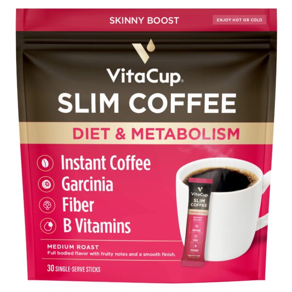 VitaCup Slim Instant Coffee Packets, Boost Diet & Metabolism, 30-count