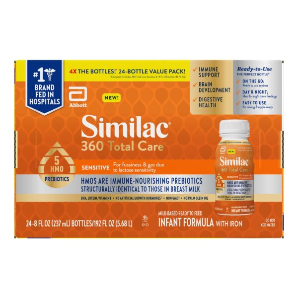 Similac 360 Total Care Sensitive Ready-to-Feed Infant Formula 8 fl oz, 24-pack