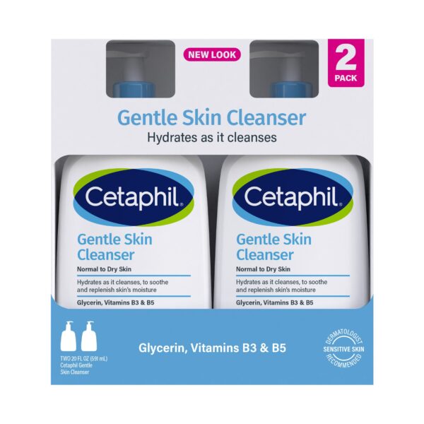 Cetaphil Gentle Skin Cleanser, Dry to Normal Sensitive Skin, 20 fl oz, 2-count