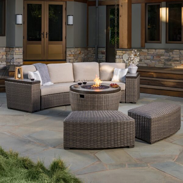 SunVilla Cypress 7-piece Fire Modular Outdoor Patio Sectional Set