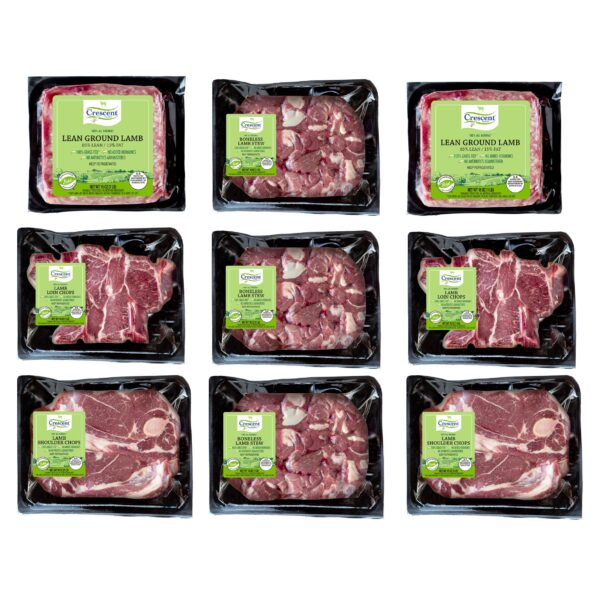 Crescent Foods Halal Hand-Cut Lamb Locker Pack - 9 Total Packs,  9 Lbs. Total