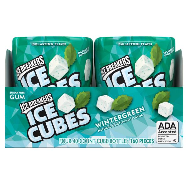 Ice Breakers Ice Cubes Sugar Free Gum, Wintergreen, 40 pieces, 4-count
