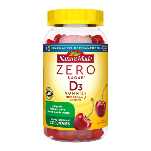 Nature Made Zero Sugar Vitamin D3 Gummies 50 mcg., 230 Gummies