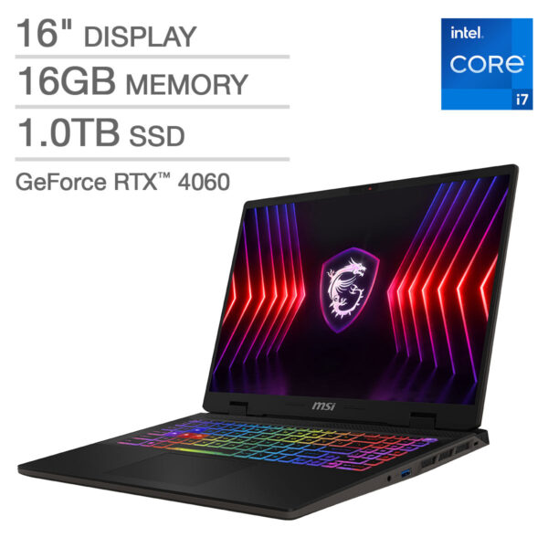 MSI Sword 16HX 16" Gaming Laptop - 14th Gen Intel Core i7-14650HX - GeForce RTX 4060 - FHD+ (1920 X 1200) 144Hz - Windows 11