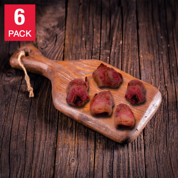 Authentic Wagyu Japanese A5 Bacon Wrapped Cubes, 6 x 16 Piece Trays, 5.5 lb total