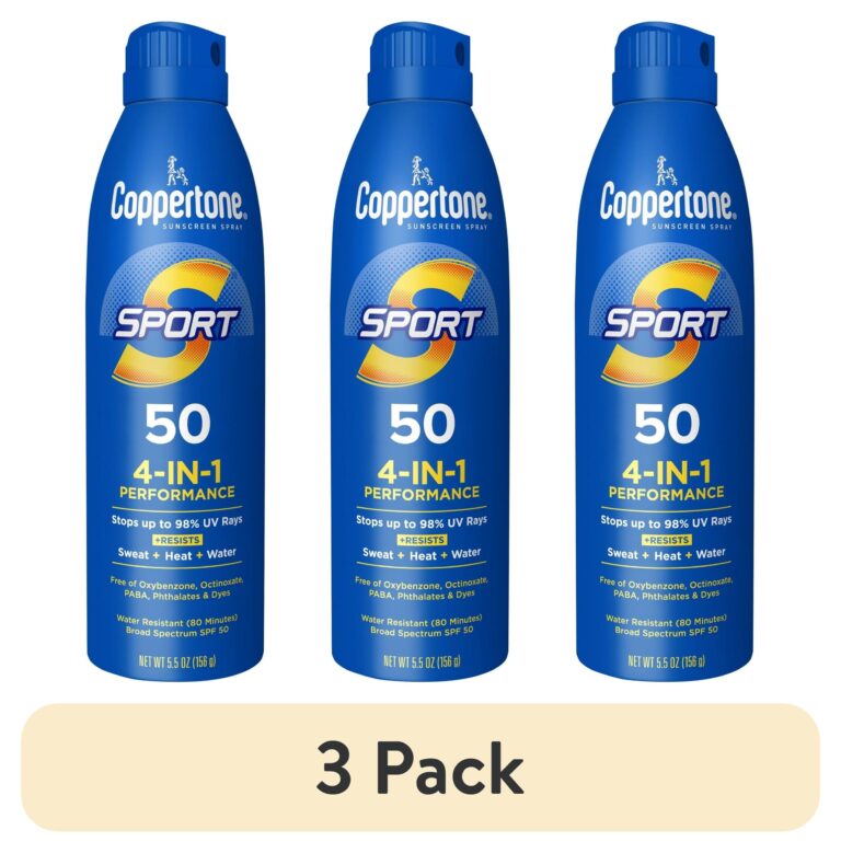 (3 pack) Coppertone Sport Sunscreen Spray, SPF 50 Spray Sunscreen, 5.5 Oz