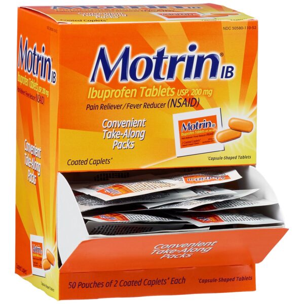 Motrin Ibuprofen Pain Reliever and Fever Reducer, 50 Caplets