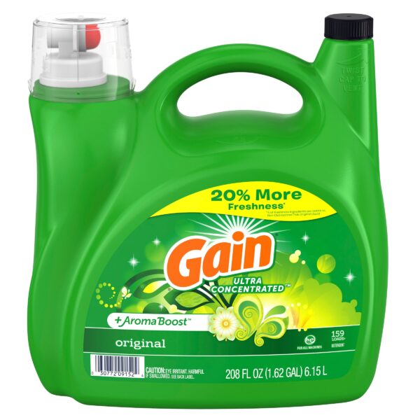 Gain Ultra Concentrated +AromaBoost Liquid Laundry Detergent, Original, 159 Loads, 208 fl oz