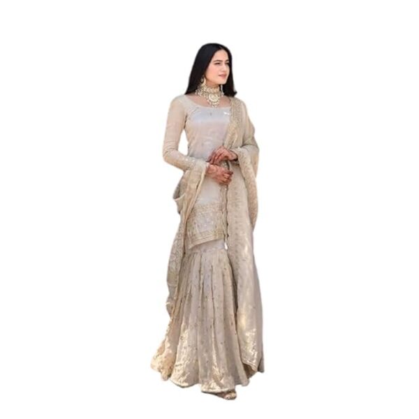 MV SUPER HUB WOMEN'S Georgette Stiched sharara India wear -suit Full sleeves_XL
