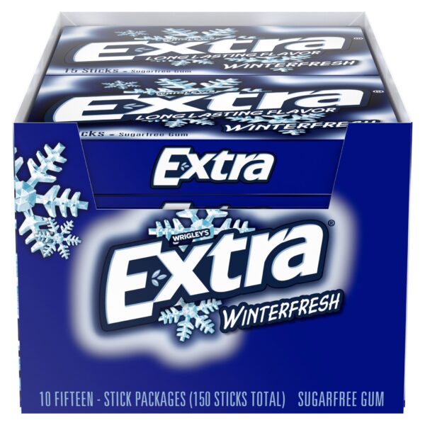 Extra Sugar Free Chewing Gum, Winterfresh, Slim Pack, 15 Sticks, 10-Count