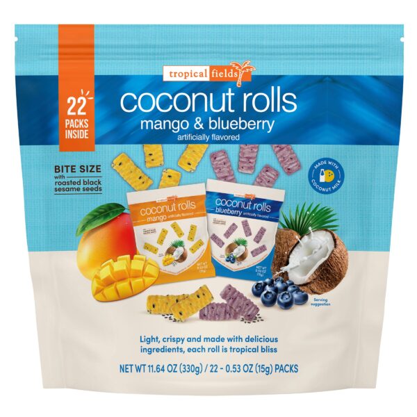Tropical Fields Crispy Coconut Rolls, Variety Pack, 0.53 oz, 22-count