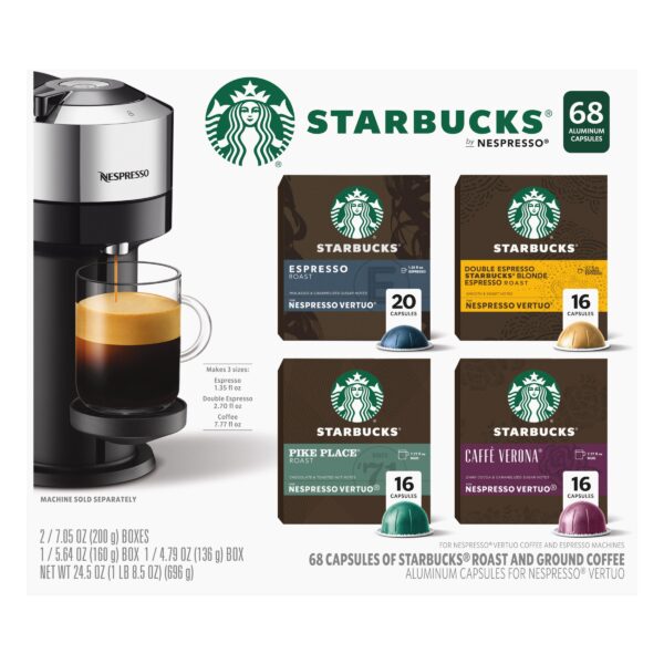 Starbucks by Nespresso Capsules for Nespresso Vertuo Machines, 68 ct. Variety Pack