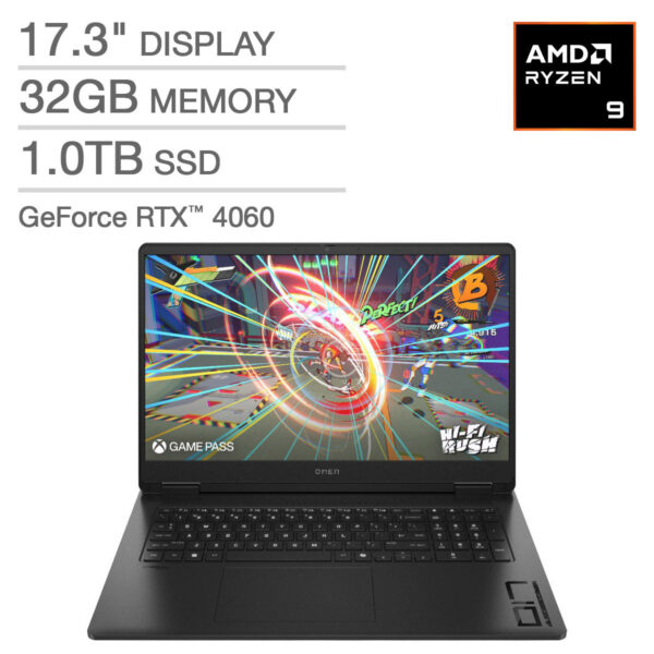 HP OMEN 17.3" Gaming Laptop - AMD Ryzen 9 8945HS - NVIDIA GeForce RTX 4060 - 1080p 144Hz