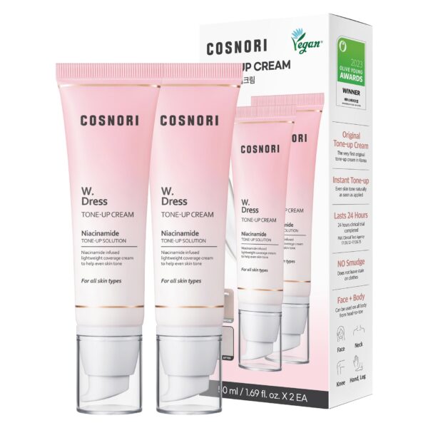 COSNORI W. Dress Tone-up Cream, 1.69 fl oz, 2-pack
