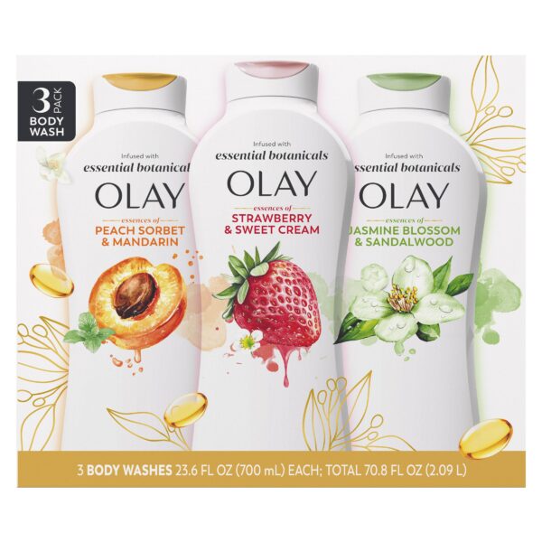 Olay Essential Botanicals Body Wash, 23.6 fl oz, 3-pack