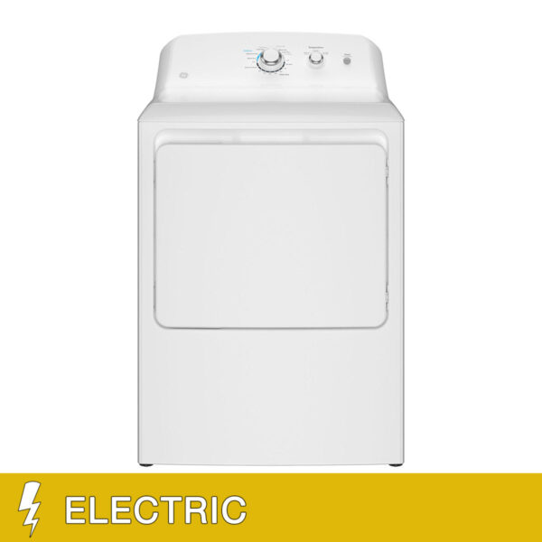 GE 6.2 cu. ft. Capacity ELECTRIC Dryer with up to 120 ft. Venting, Reversible Door, and Shallow Depth