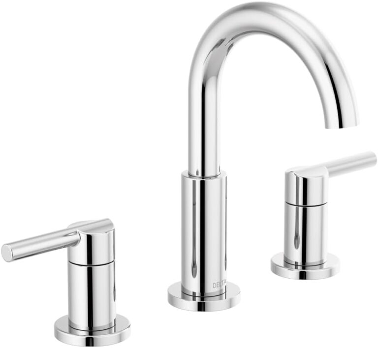Delta Faucet Nicoli Widespread Bathroom Faucet 3 Hole, Chrome Bathroom Faucet, Bathroom Sink Faucet, 2 Handle Bathroom Faucet, Bath Faucet, Drain Assembly, Chrome 35749LF