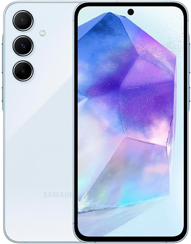 Samsung Galaxy A55 5G A556E 256GB Dual-SIM GSM Unlocked Android Smartphone (Latin Variant/US Compatible LTE) - Awesome Ice Blue