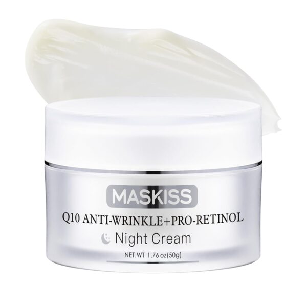 Q10 Anti-Wrinkle Night Cream + Pro-Retinol, Unscented Anti-Aging Face Moisturizer for Sensitive Skin, Firming Face and Neck Cream, 1.76 Oz Jar