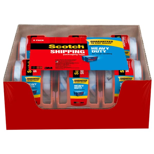 Scotch Shipping Packaging Tape with Dispenser, Heavy Duty, 1.88" x 19.4 yds, 6-count