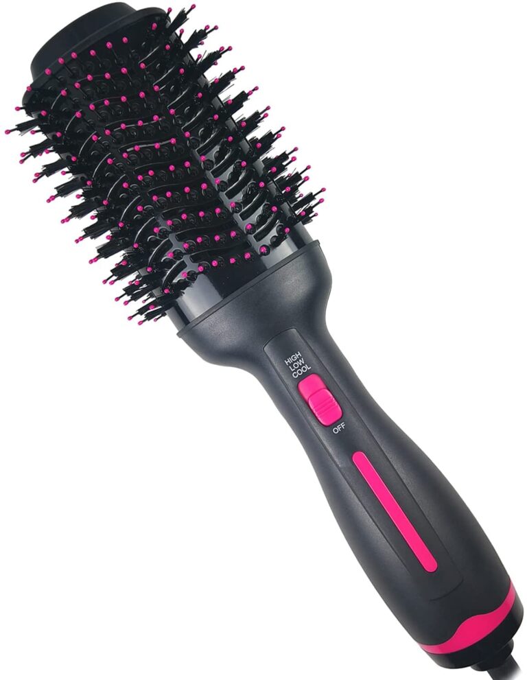 Professional Hot Air Brush and Volumizer - 3 in 1 Negative Ion Hair Dryer, Straightening Brush, and Styling Comb with Ceramic Ionic Technology