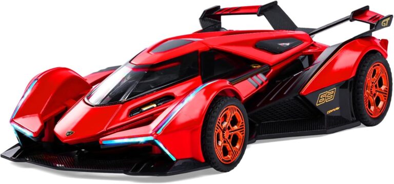 SASBSC Toy Cars Lambo V12 Race Car Toys with Light and Sound Diecast Metal Model Cars for 3+ Year Old Boys Pull Back Car Gift Toys for Kids Ages 3-8(Red)