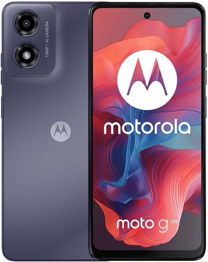 Motorola Moto G04 XT2421-2 (Dual Sim) Factory GSM Unlocked | 4+128GB | 6.56" 90Hz LCD Display | 16MP Camera | International Model - (Black)