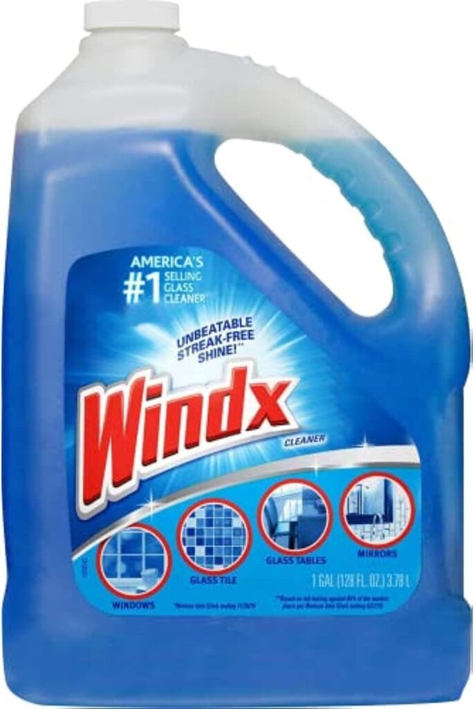 Glass Cleaner Refill 1 Gallon 128 oz Streak-Free Shine for Windows Mirrors & Glass Surfaces Commercial & Household Use Ammonia-D Cleaning Formula Bulk Supply Leak-Proof Packaging Ship Bag