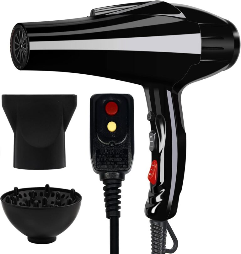 Professional Hair Dryer 3500 Watt Powerful Salon Blow Dryer Ceramic Tourmaline Quick Dry Ionic Hair Dryer with AC Motor Concentrator Diffuser Attachments