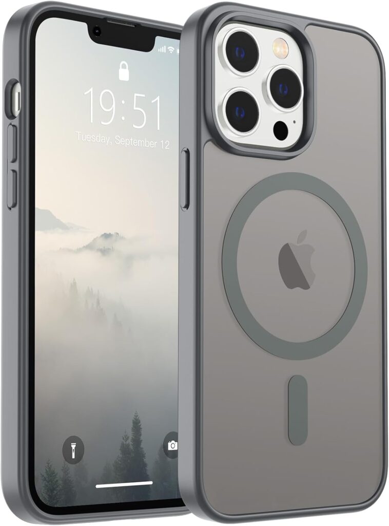 SUPFINE Magnetic for iPhone 15 Case (Compatible with MagSafe) (Military Grade Drop Protection) Slim Translucent Matte Shockproof with Anti-Fingerprint Phone Case, Black