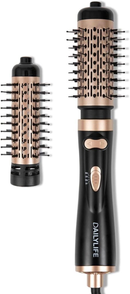 DAILYLIFE Rotating Hair Dryer Brush, Hot Air Brush with 2 Brushes (1.5" & 2"), Spinning Blow Dryer Brush with Ceramic Coating & Ionic Technology