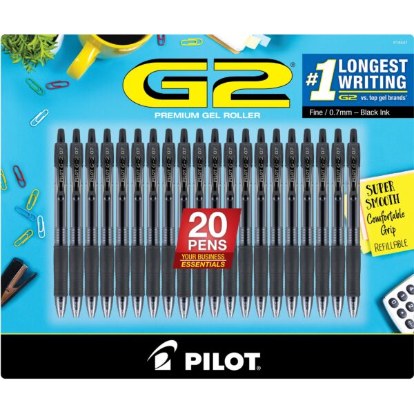 Pilot G2 Gel Pen, Black, 20-pack