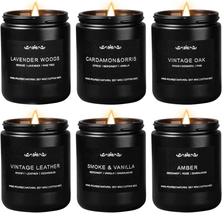Scented Candles for Men, 6-Pack Candles for Home Scented, 42oz, 300 Hours Burning Time Long-Lasting Aroma — The Masculine Men Candle, Perfect for Boyfriend, Him, Father Aromatherapy Gift