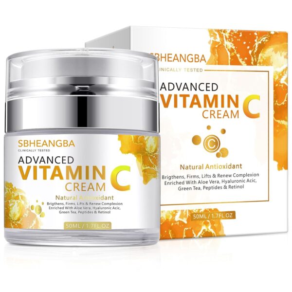 Vitamin C Face Cream, Daily Anti Aging Moisturizer Cream for Face, Reduce Appearance of Wrinkles, Fine Lines & Dark Circles, Intense Moisturizing, 1.7 Fl Oz