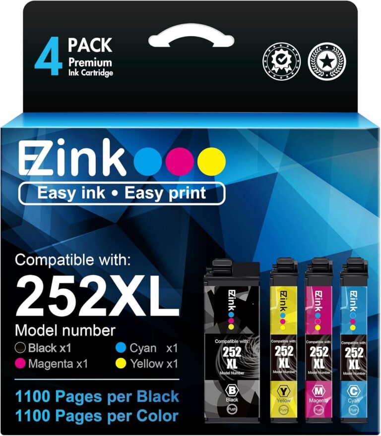 E-Z Ink (Remanufactured Ink Cartridge Replacement for Epson 252XL 252 XL T252XL120 to use with Workforce WF-7110 WF-7720 WF-7710 WF-3620 WF-3640 (1 Large Black, 1 Cyan, 1 Magenta, 1 Yellow) 4 Pack