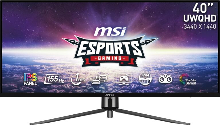 MSI MAG401QR, 40" Gaming Monitor, 3440 x 1440(UWQHD), IPS, 155Hz, FreeSync Premium, HDR400, HDMI, Displayport, USB C, Tilt,Black