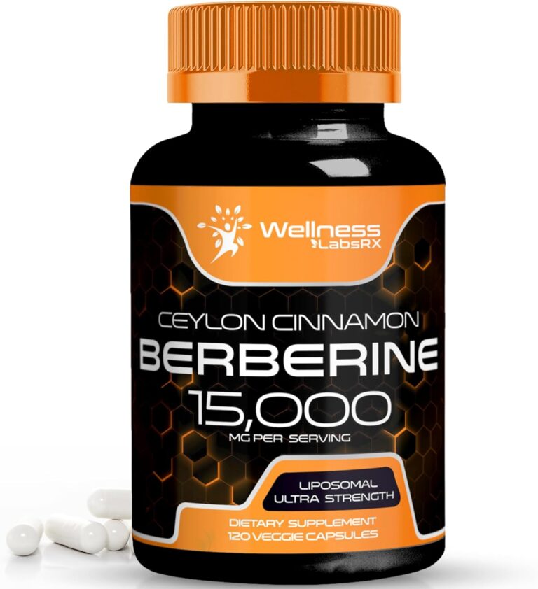 Berberine Supplement 15,000mg - Berberine with Ceylon Cinnamon, Liposomal Berberine Supplement Organic, Berberine Supplements, Metabolism, Cholesterol - 120 Capsules