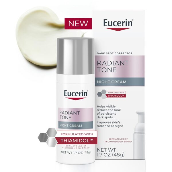 Eucerin Radiant Tone Night Cream, Dark Spot Corrector for Face with Thiamidol, Helps Visibly Reduce the Look of Persistent Dark Spots, 1.7 Oz Bottle