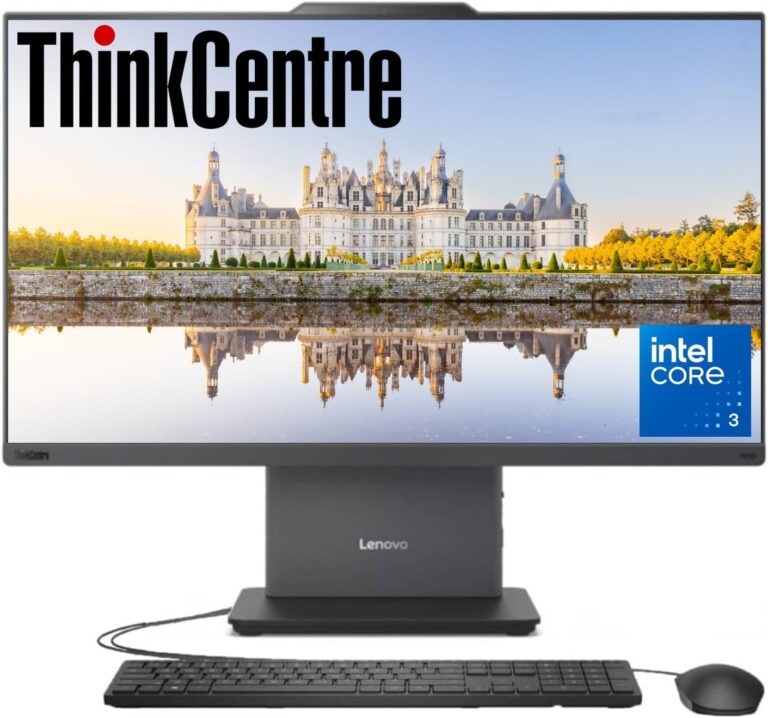 Lenovo ThinkCentre All-in-One Business Computer, 23.8" FHD Display, Intel 6-Core Processor, 16GB DDR5 RAM, 512GB PCIe SSD, Wi-Fi 6, HDMI, USB-C, Webcam, Windows 11 Pro