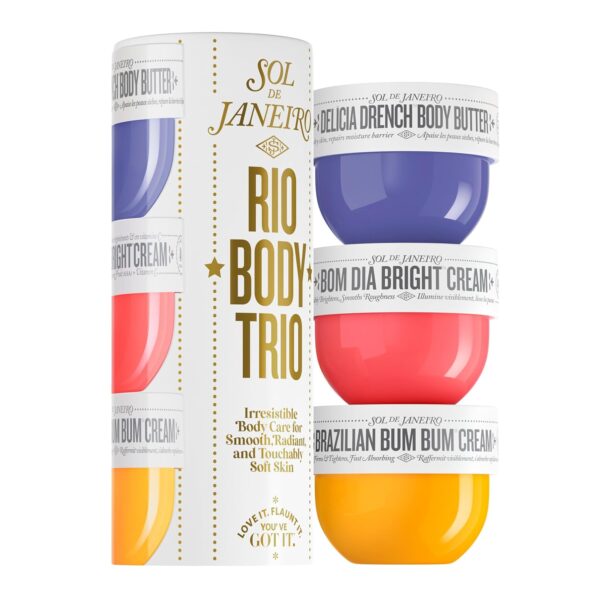 SOL DE JANEIRO Rio Trio Body Cream Discovery Set - Brazilian Bum Bum Cream, Delicia Drench Body Butter, Bom Dia Bright 50 ml - Amazon Exclusive