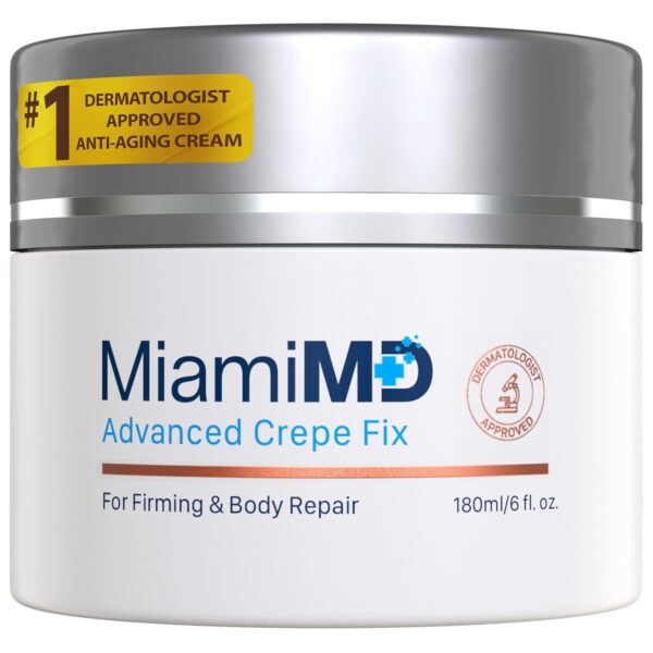 Miami MD Advanced Crepe Fix - Anti Aging and Skin Firming Cream For All Skin Types - Cruelty Free, Paraben Free Skin Care - 180 ml (6 fl oz)