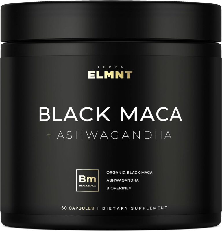 ELMNT 40,000mg 40x Strength Organic Black Maca Root + Ashwagandha - #1 Highest Potency Black Maca Root Capsules for Men Supplement 100% Pure Maca Peruana 40:1 Extract Maca Powder Pills Male Booster