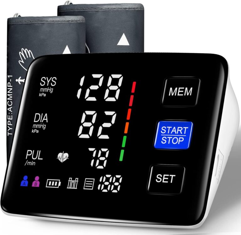 Blood Pressure Monitor, 9-17'' & 13-21'' Extra Large Blood Pressure Cuff Upper Arm, LED Color Backlit Screen Automatic Digital Blood Pressure Machine with USB Cable and 4 AAA Batteries