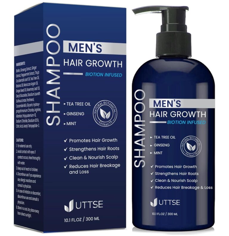 Biotion Hair Growth Shampoo for Men: Natural Thickening Shampoo with Tea Tree Oil Ginseng Mint for Hair Loss and Thinning Hair - 10.1 fl.oz, Dark Blue