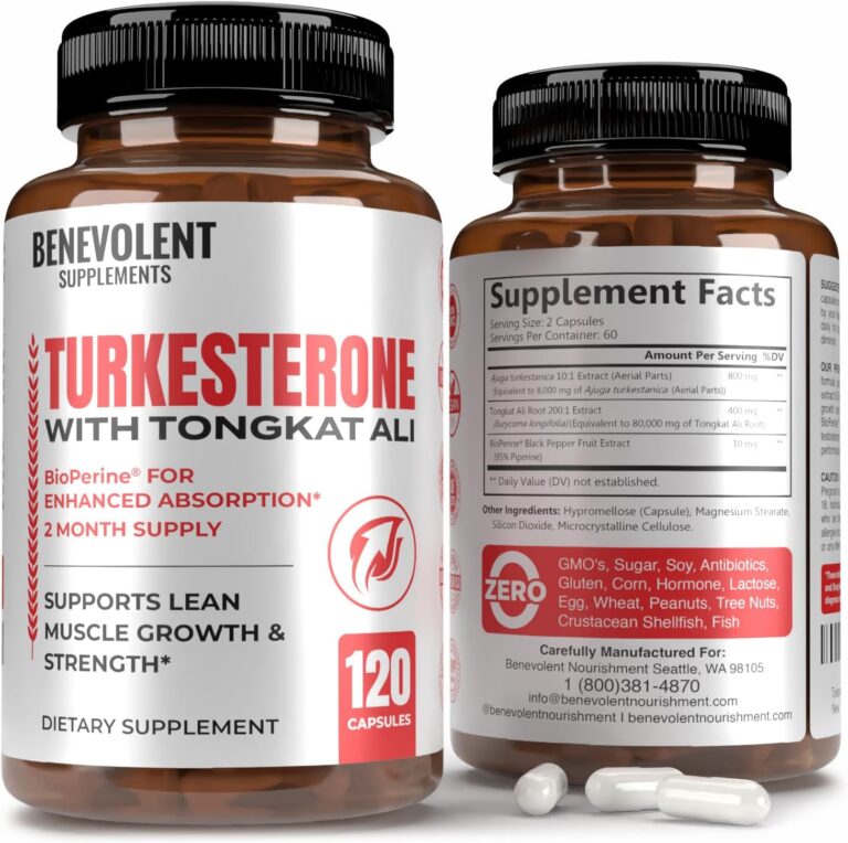 Turkesterone 8,000mg [Highest Purity] + BioPerine® for High Absorption Supplement with Tongkat Ali - Increase Stamina, Lean Muscle Growth & Recovery, Boosts Drive 3rd Party Tested 2 Months Supply